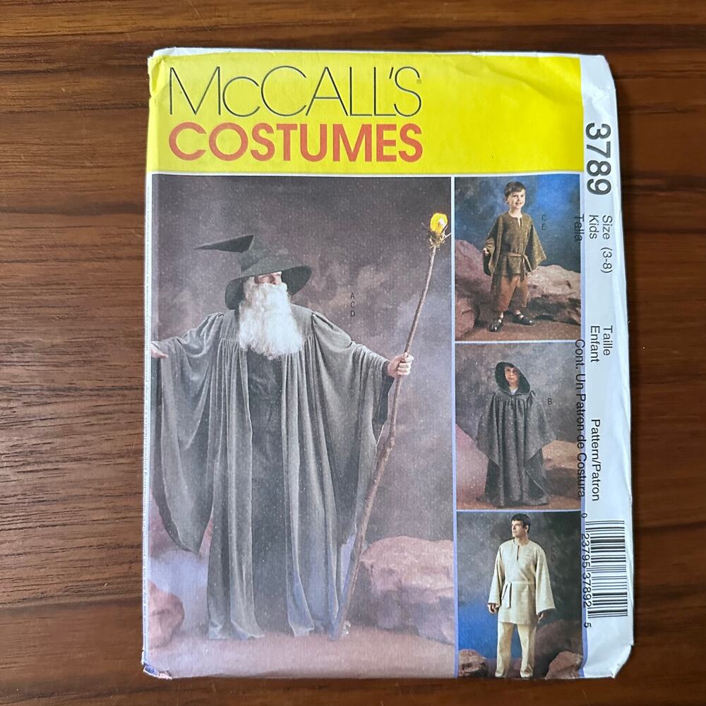 UNCUT McCall's Pattern 3789 Wizard & Witch Costume Size Kids 3-8